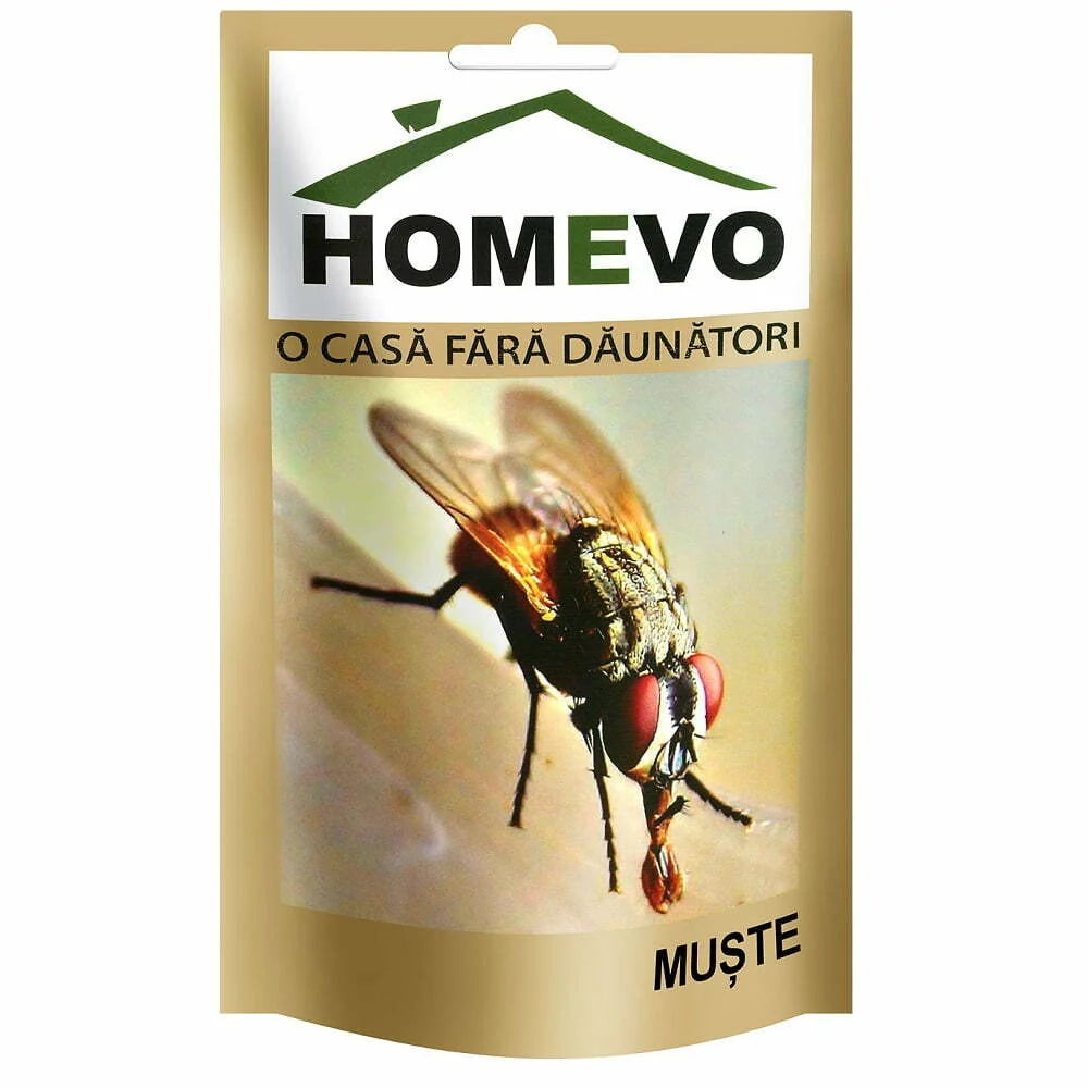 Antidăunători Homevo Muște 50 g – soluție eficientă pentru combaterea și prevenirea muștelor în locuință și spații exterioare.