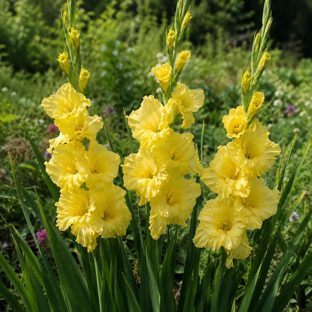 Bulbi Gladiole Charisma 5 buc, varietate cu flori spectaculoase in nuante intense, potrivita pentru ronduri, decorul gradinii si aranjamente florale