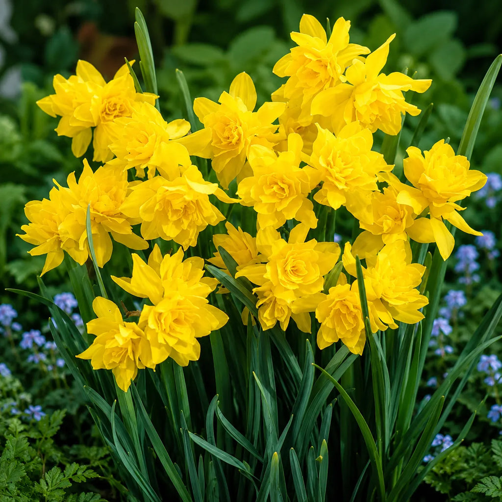 Narcise Campernellen Double din bulbi premium, soi cu flori duble galben intens și aspect luxuriant, perfecte pentru grădini, jardiniere și aranjamente florale de primăvară