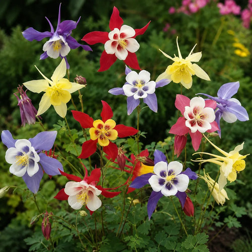 Caldaruse Aquilegia McKana Hybrids, radacina cu flori spectaculoase in nuante de albastru, violet, roz, rosu, galben si alb, potrivita pentru gradini naturale