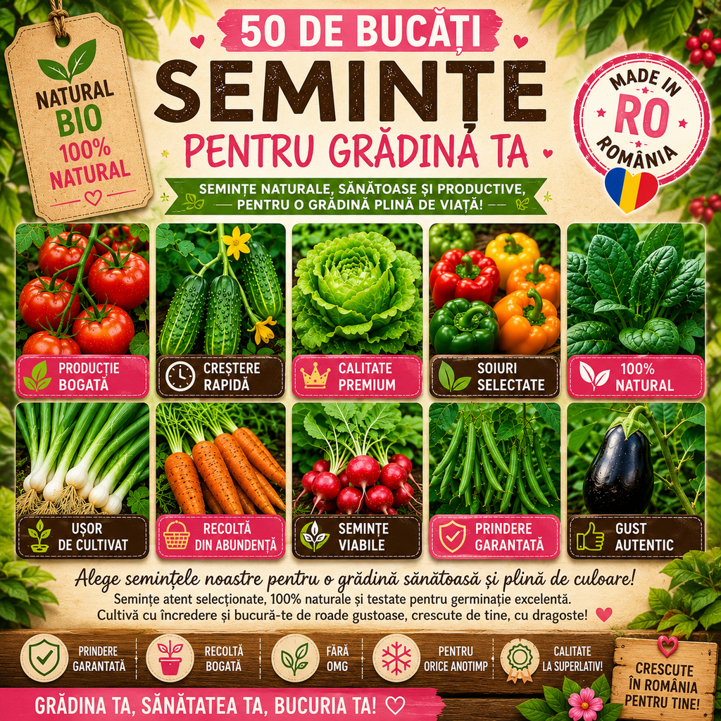 🌿 PACHET 50 DE SEMINȚE – TOATE LEGUMELE