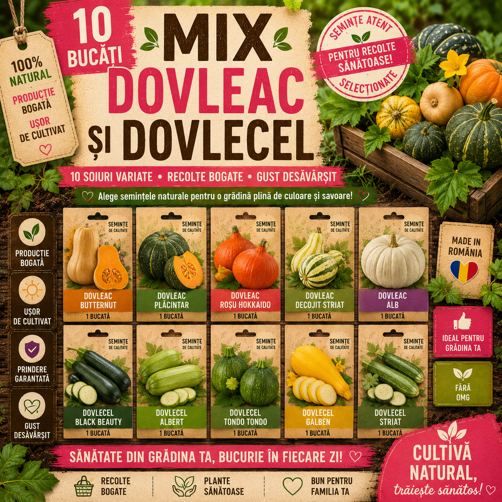 Pachet 10 Semințe Dovlecel și Dovleac
