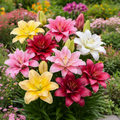 Bulbi de Crini Lotus Mix (Lilium asiatic) – flori duble în culori intense, înflorire abundentă vara, perfecți pentru ronduri și borduri.