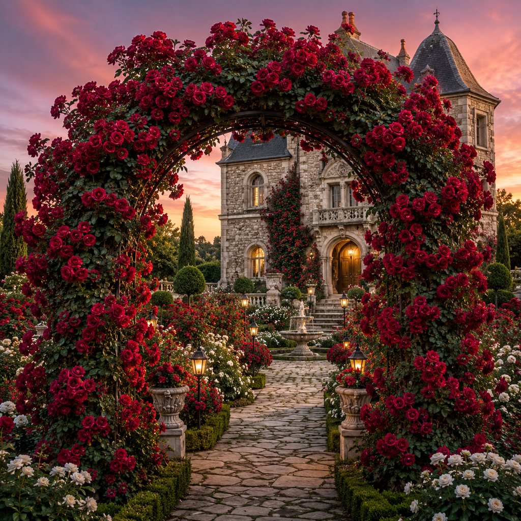 Trandafiri Cățărători "Crimson Glori" la Ghiveci