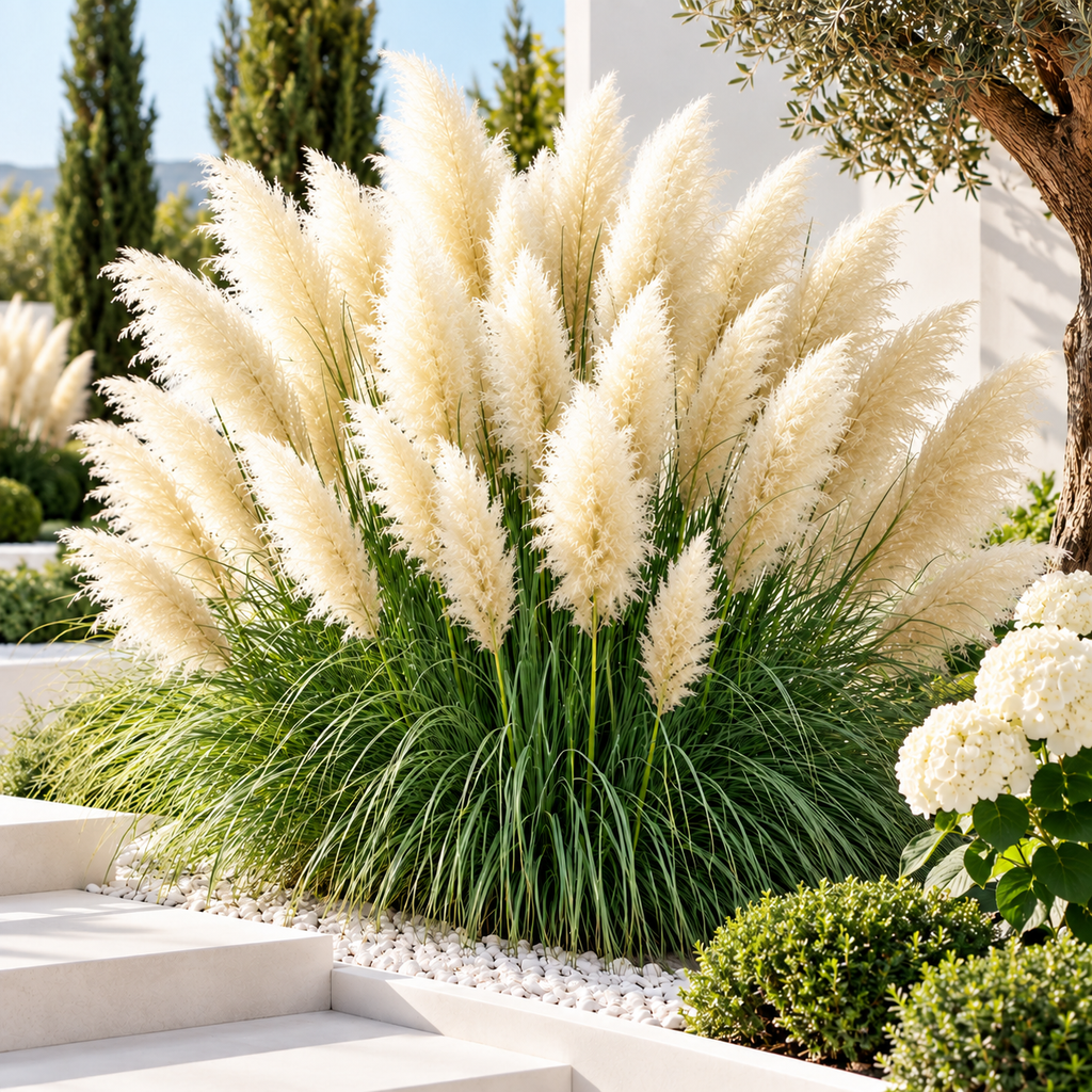 Iarbă de Pampas Cortaderia Alb