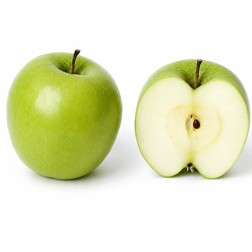 Mar Granny Smith, pom fructifer altoit cu fructe mari, verzi, ferme si suculente, potrivit pentru gradini familiale, livezi si recolte bogate de toamna