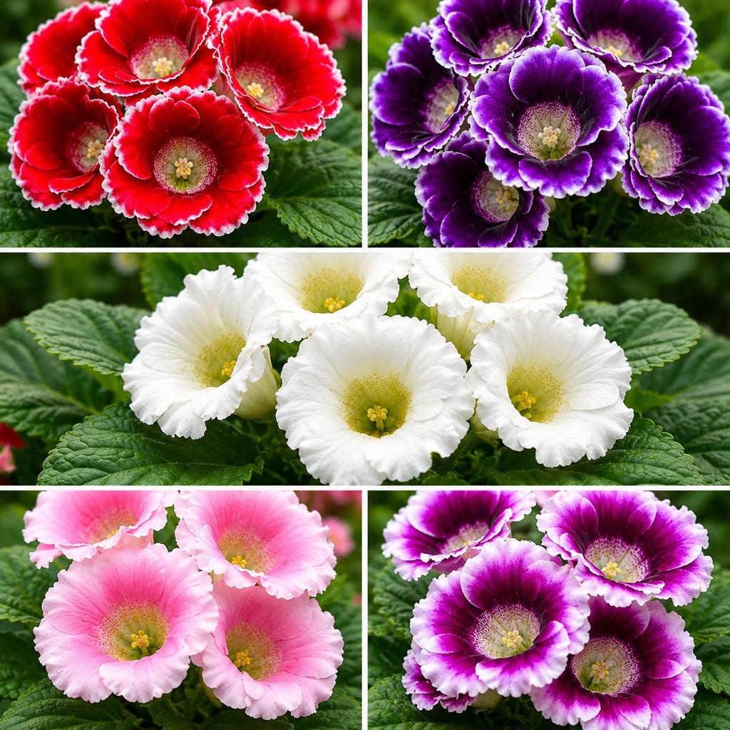 Pachet cu 10 bulbi de Gloxinia, plante cu flori mari, catifelate și viu colorate, ideale pentru ghivece, terase și grădini, cu înflorire spectaculoasă și decorativă