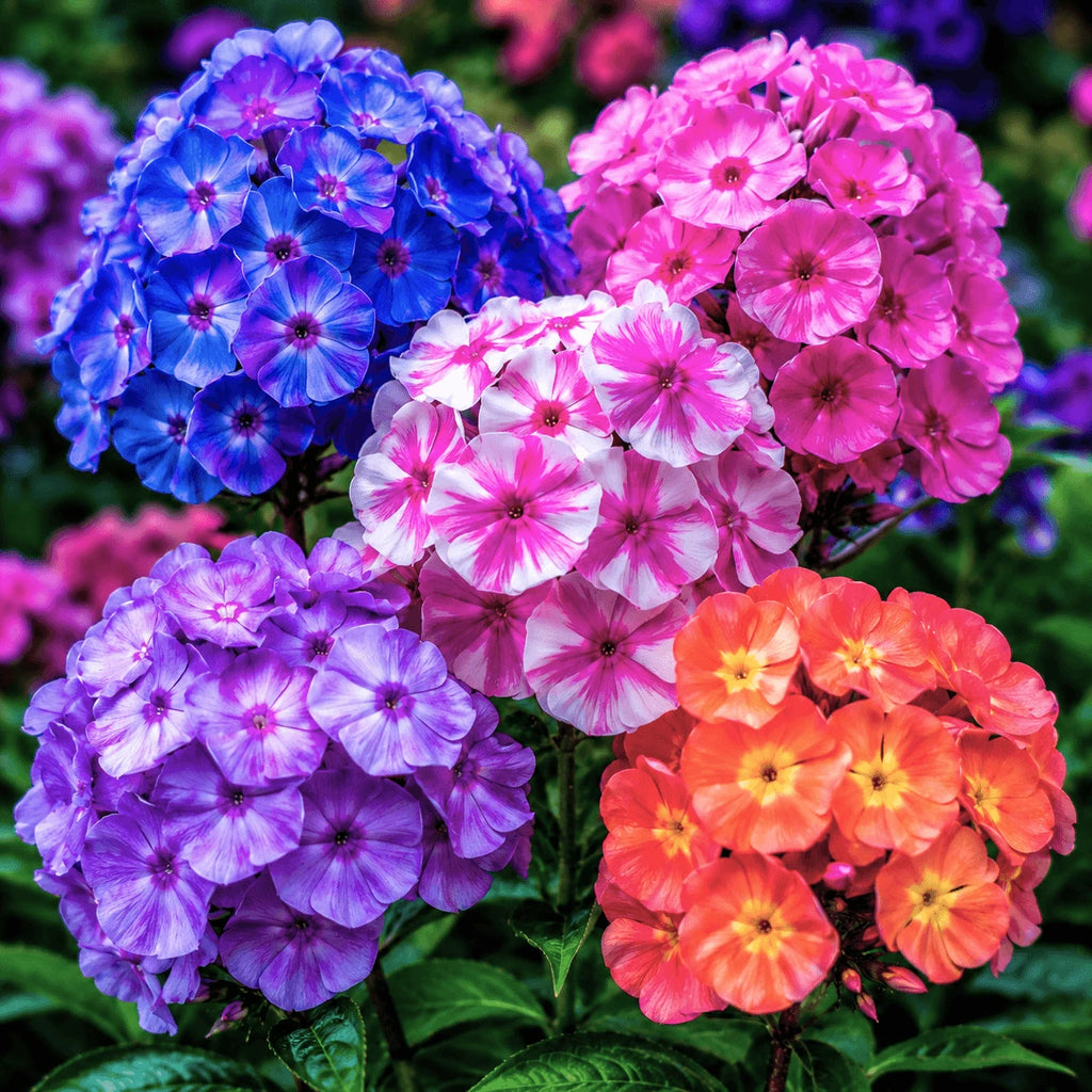 Pachet mix cu 10 plante Phlox, flori parfumate în culori variate, ideale pentru grădini, borduri și ronduri, cu înflorire abundentă și efect decorativ spectaculos