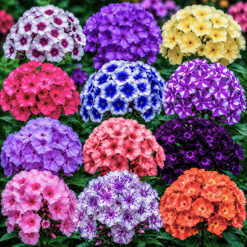 Pachet mix cu 20 plante Phlox, colecție florală premium cu flori parfumate și colorate, ideală pentru grădini, borduri și ronduri, oferind înflorire bogată și decor deosebit