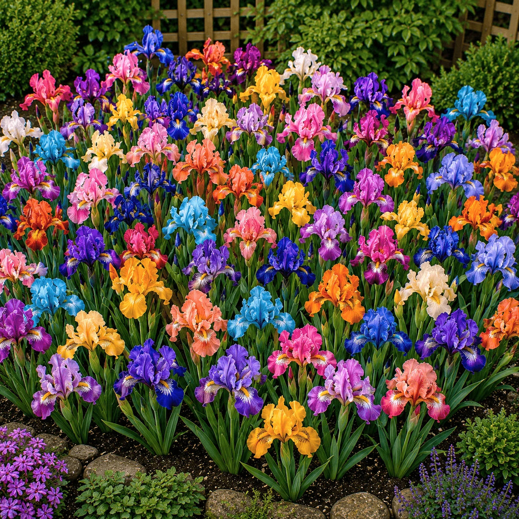 Pachet mix cu 50 bulbi de Iris Hollandica, flori elegante în culori variate, ideale pentru grădini, borduri și ronduri, cu înflorire spectaculoasă și efect decorativ deosebit
