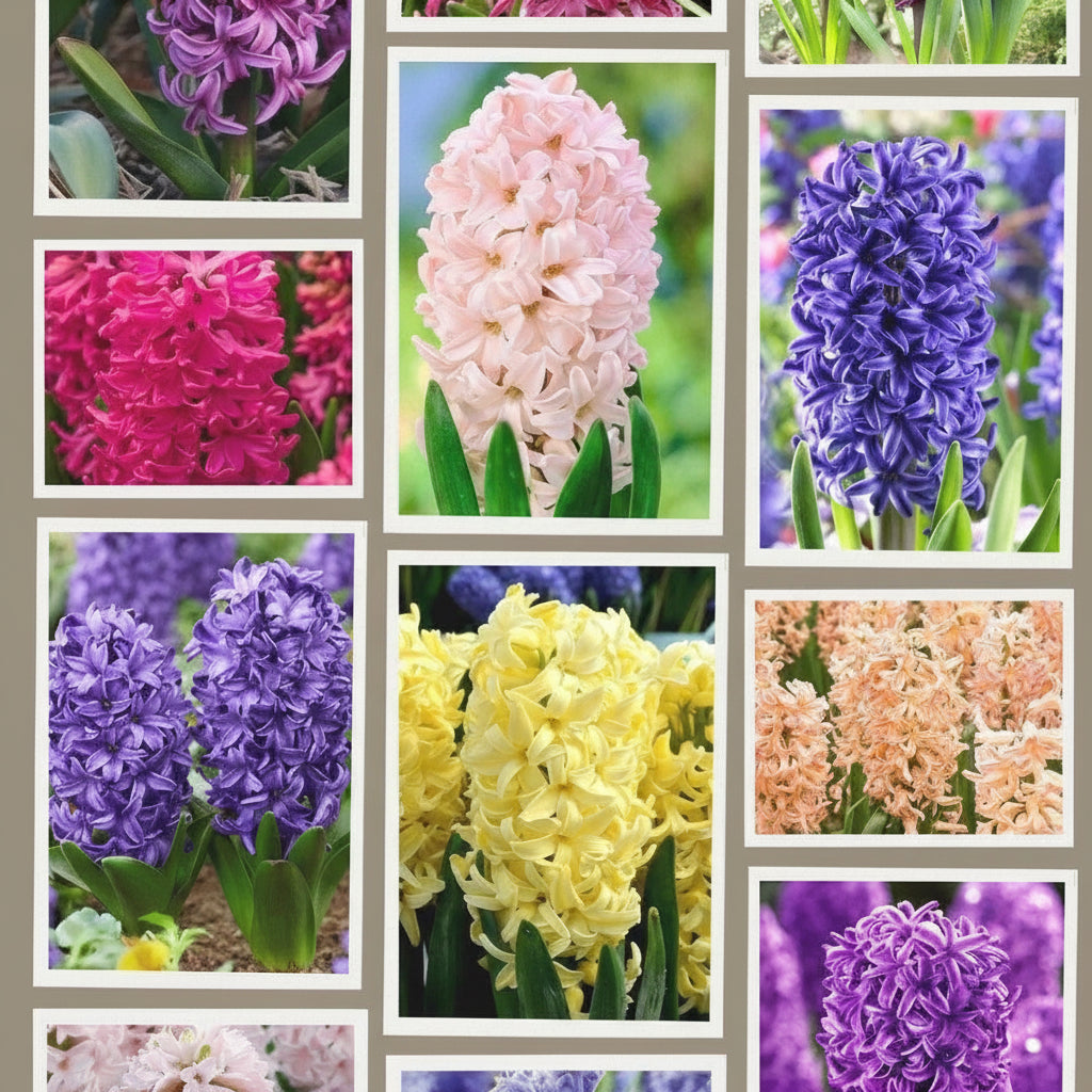 Zambile mix colorate înflorite primăvara în grădină