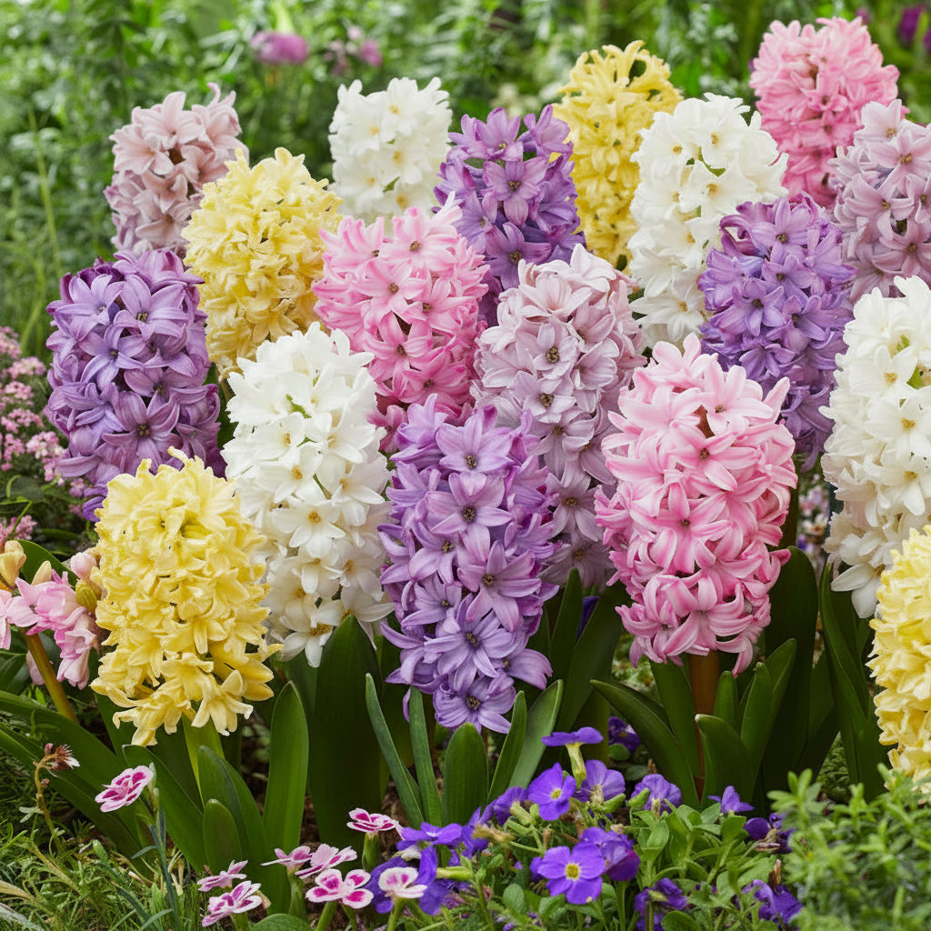 Zambile multicolore Pachet Mix – flori decorative cu parfum intens pentru grădină (Hyacinthus orientalis)